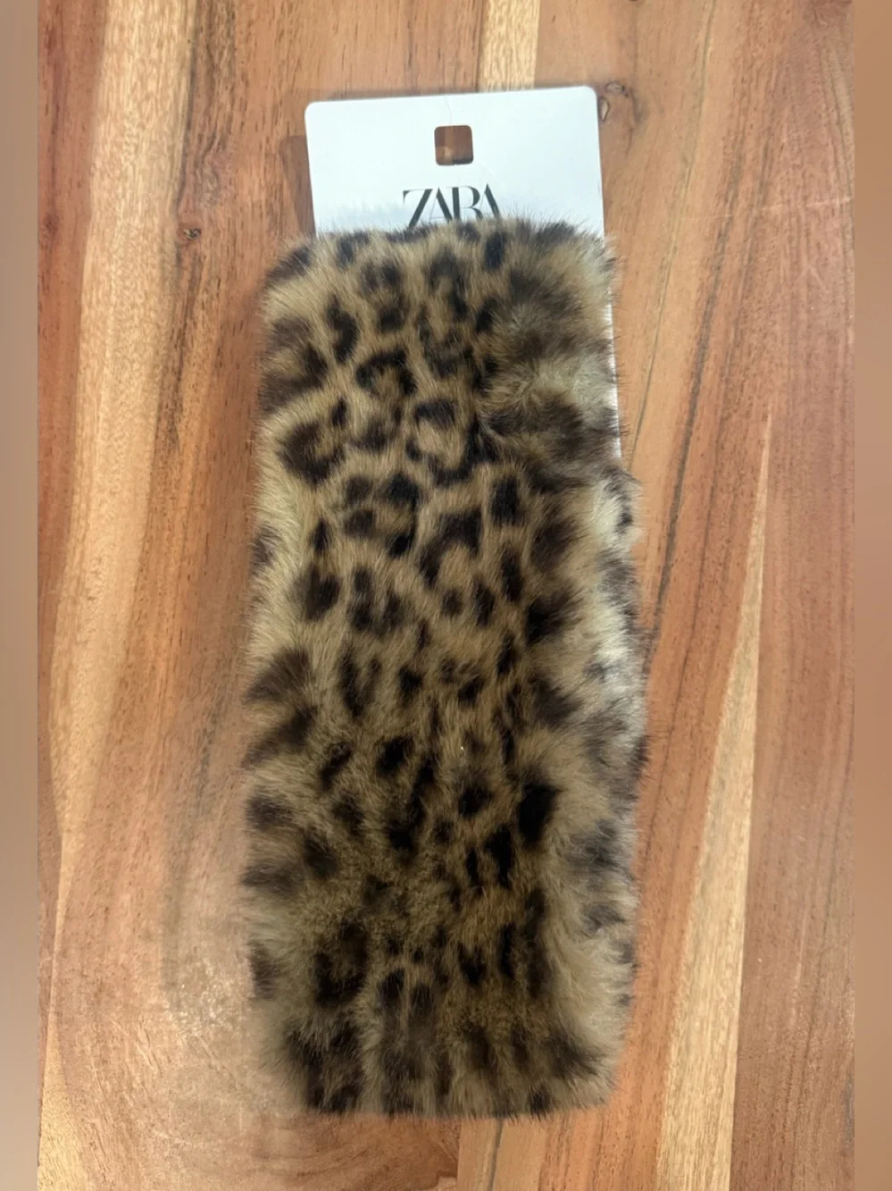Zara Faux Fur Leopard-Print Headband in Brown and Black